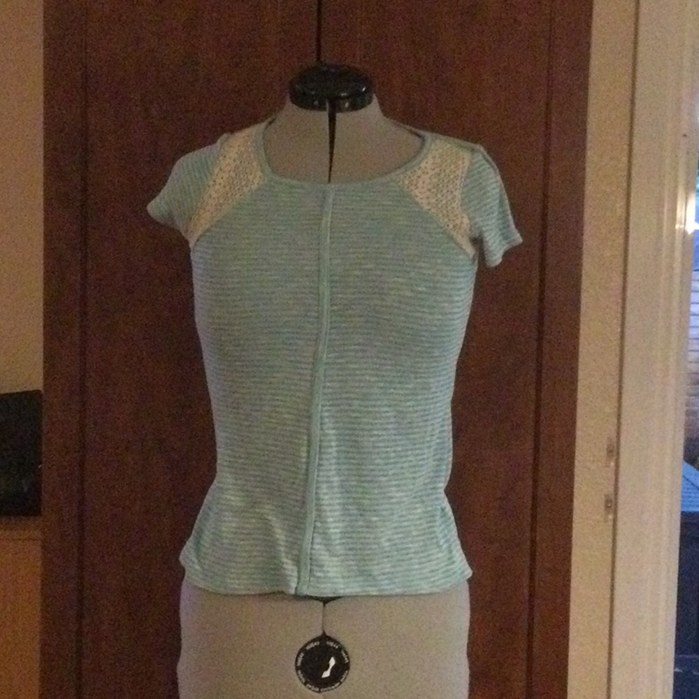 White and light blue striped shirt